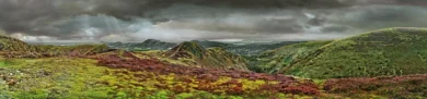 Long Mynd to Church Stretton - zoomed out - desat