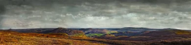 Long Mynd view over Church Stretton - 5th car park - grey