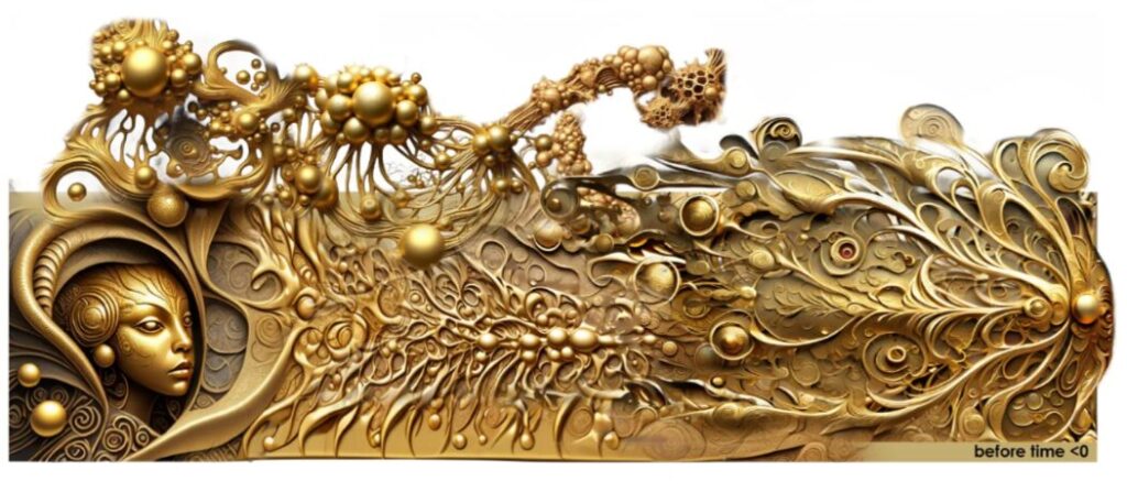 A gold bas relief.